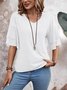 Casual Plain V Neck Half Sleeve T-shirt