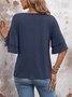 Casual Plain V Neck Half Sleeve T-shirt