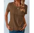 Crew Neck Short Sleeve Plain Regular Loose Blouse For Women