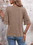 Casual Plain V Neck Half Sleeve T-shirt