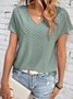 Casual Plain V Neck Short Sleeve T-shirt