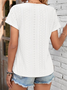 Casual Plain V Neck Short Sleeve T-shirt