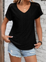 Casual Plain V Neck Short Sleeve T-shirt