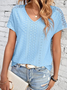 Casual Plain V Neck Short Sleeve T-shirt