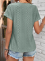 Casual Plain V Neck Short Sleeve T-shirt