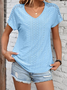 Casual Plain V Neck Short Sleeve T-shirt