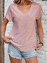 Casual Plain V Neck Short Sleeve T-shirt