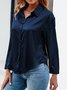 Shirt Collar Long Sleeve Plain Buckle Regular Micro-Elasticity Loose Shirt For Women