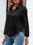 Shirt Collar Long Sleeve Plain Buckle Regular Micro-Elasticity Loose Shirt For Women