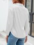 Shirt Collar Long Sleeve Plain Buckle Regular Micro-Elasticity Loose Shirt For Women