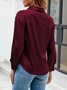 Shirt Collar Long Sleeve Plain Buckle Regular Micro-Elasticity Loose Shirt For Women