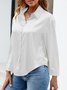 Shirt Collar Long Sleeve Plain Buckle Regular Micro-Elasticity Loose Shirt For Women