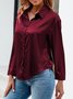 Shirt Collar Long Sleeve Plain Buckle Regular Micro-Elasticity Loose Shirt For Women