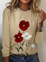 Casual Floral Crew Neck Long Sleeve T-shirt