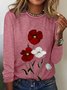 Casual Floral Crew Neck Long Sleeve T-shirt