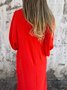 Women Plain V Neck Three Quarter Sleeve Comfy Casual Maxi Dress