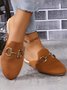 Casual Plain Slip On Flat Heel Mules