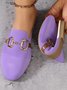 Casual Plain Slip On Flat Heel Mules