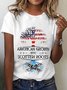 Casual Independence Day Flag Print Leaf Crew Neck Short Sleeve T-shirt