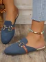 Casual Plain Slip On Flat Heel Mules