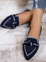 Casual Plain Slip On Flat Heel Shallow Shoes Bow