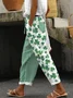 Casual Four-leaf Clover Ankle Pants Elastic Waist Pant