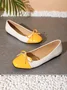 Urban Color Block Non-Slip Slip On Flat Heel Shallow Shoes Bow