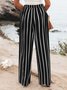 Casual Striped Long Zipper Buckle Pant