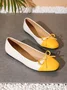 Urban Color Block Non-Slip Slip On Flat Heel Shallow Shoes Bow