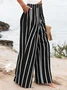 Casual Striped Long Zipper Buckle Pant