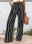 Casual Striped Long Zipper Buckle Pant