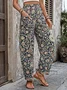 Casual Floral Long Pocket Stitching Pant
