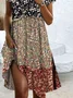 Women Ditsy Floral Crew Neck Short Sleeve Comfy Casual Midi Dress