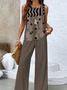 Women Polka Dots Square Neck Sleeveless Comfy Casual Top With Pants Two-Piece Set