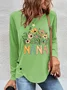 Casual Floral Crew Neck Long Sleeve T-shirt