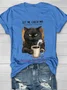 Casual Cat Crew Neck Short Sleeve T-shirt