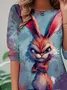 Casual Easter (rabbit) Crew Neck Long Sleeve T-shirt