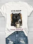 Casual Cat Crew Neck Short Sleeve T-shirt