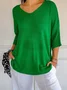 Women Yarn/Wool Yarn Plain Three Quarter Sleeve Comfy Casual Sweater