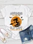 Halloween Witch Casual Text Letters Crew Neck Short Sleeve T-shirt