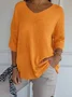 Women Yarn/Wool Yarn Plain Three Quarter Sleeve Comfy Casual Sweater