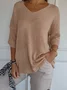 Women Yarn/Wool Yarn Plain Three Quarter Sleeve Comfy Casual Sweater