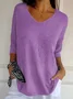 Women Yarn/Wool Yarn Plain Three Quarter Sleeve Comfy Casual Sweater