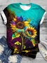 Casual Floral Crew Neck Short Sleeve T-shirt