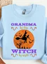 Halloween Witch Casual Crew Neck Text Letters Sweatshirt