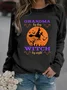 Halloween Witch Casual Crew Neck Text Letters Sweatshirt