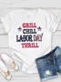 Casual Text Letters Crew Neck Short Sleeve T-shirt