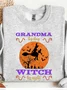 Halloween Witch Casual Crew Neck Text Letters Sweatshirt