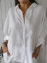 Shirt Collar Half Sleeve Plain Buckle Regular Micro-Elasticity Loose Shirt For Women