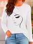 Casual Figure Crew Neck Long Sleeve T-shirt